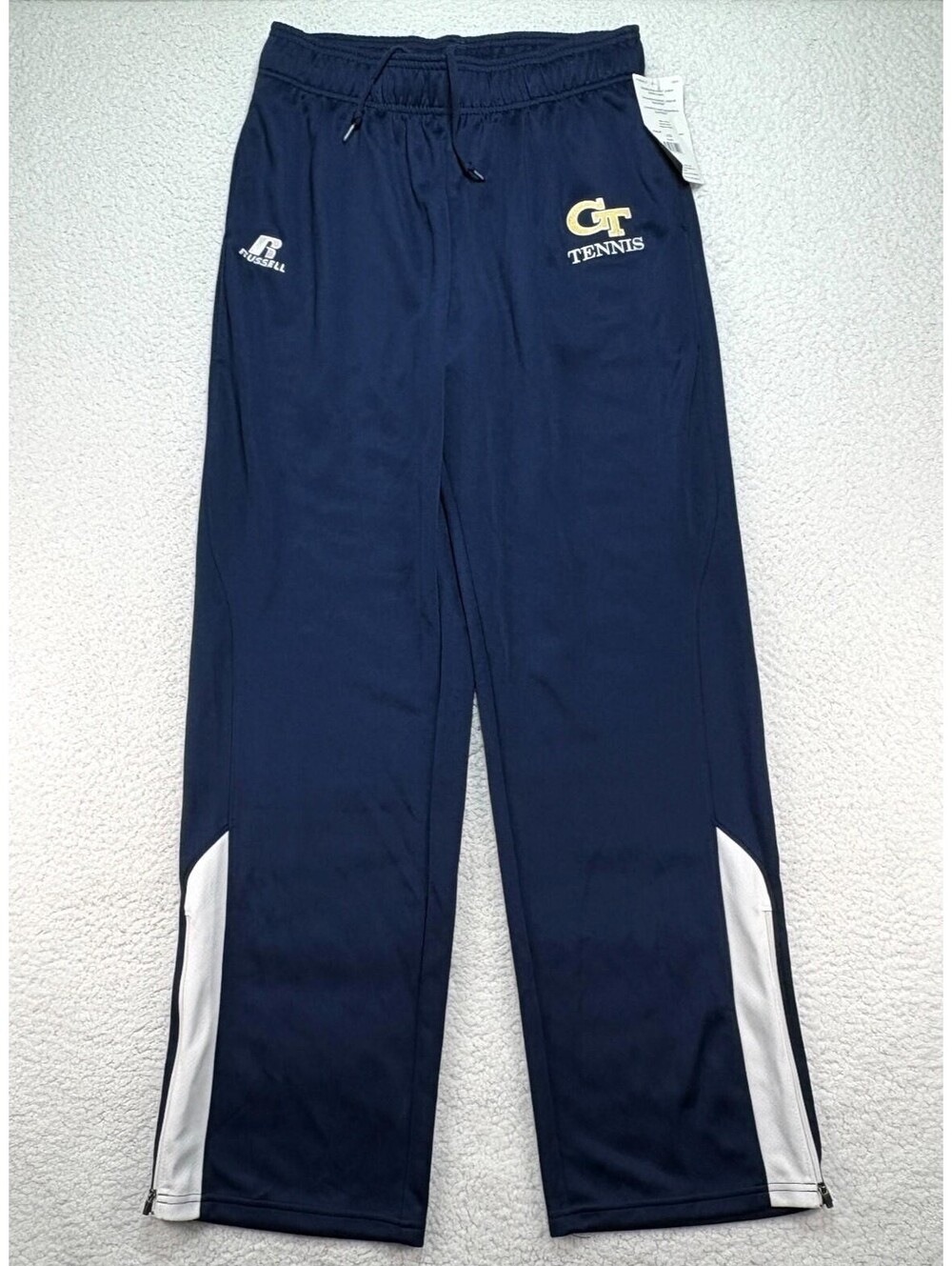 Russell GT Georgia Tech Tennis Men's Large Blue Pants Drawstring Athletic NEW